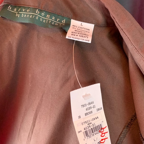Harve Benard brown 3/4 sleeve button down size L - Picture 7 of 7